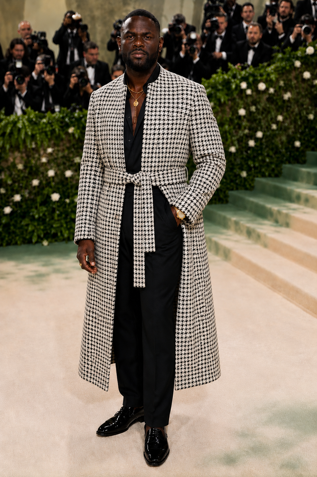 Minimalist Houndstooth Overcoat