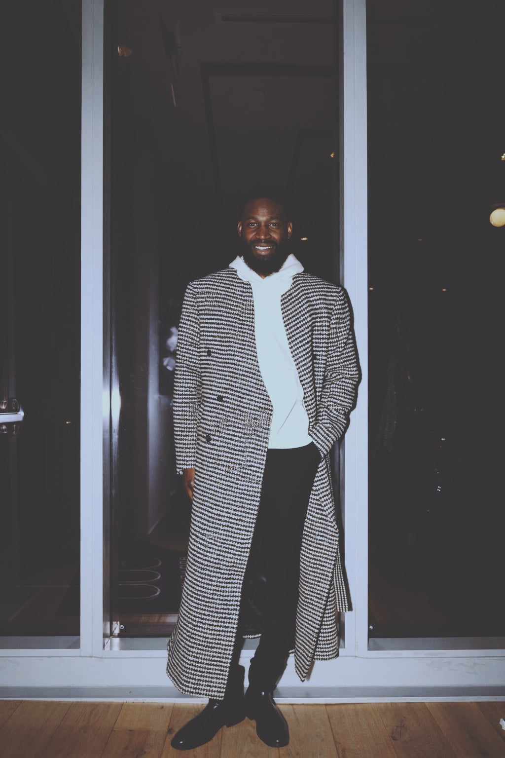Minimalist Houndstooth Overcoat
