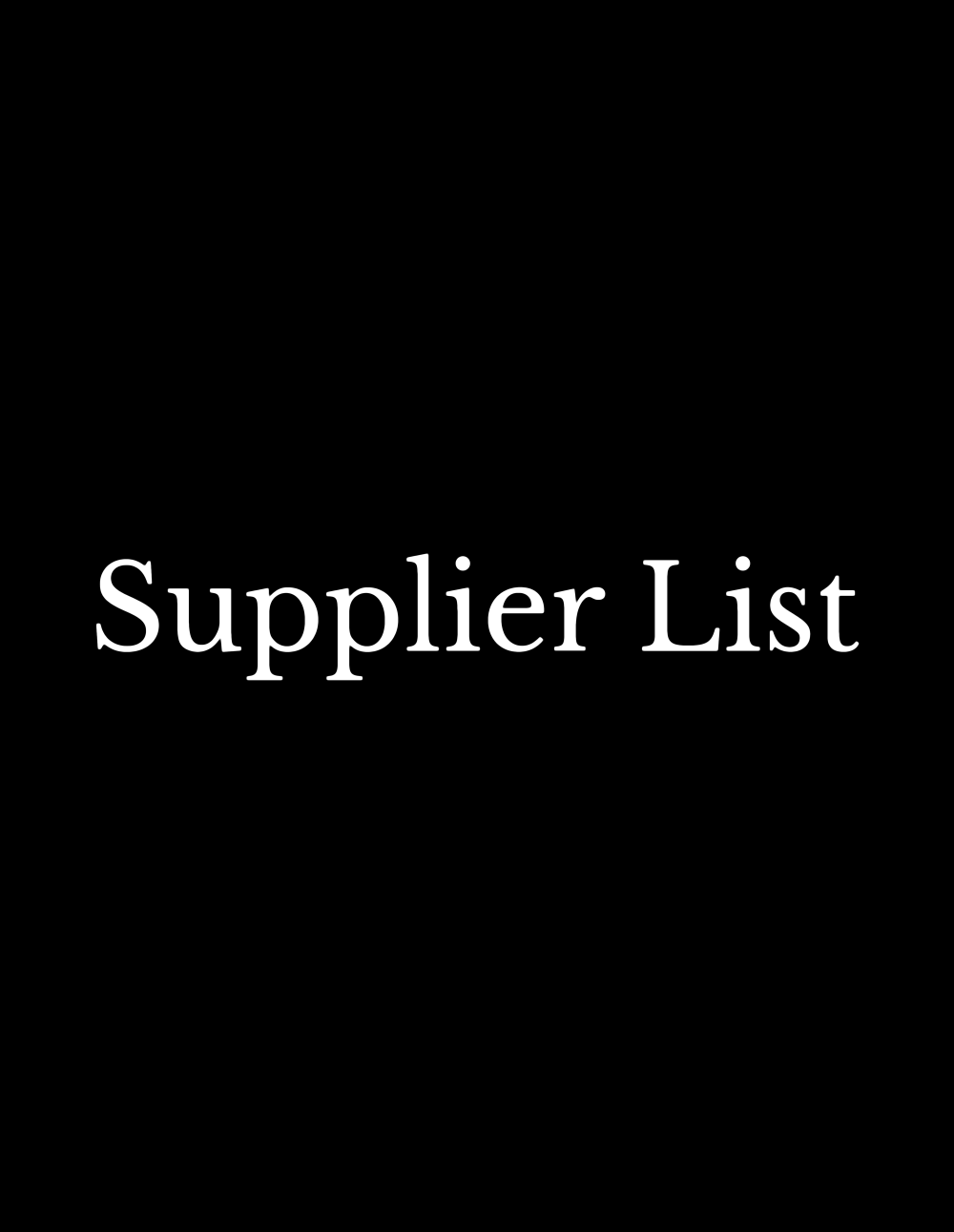 Supplier List